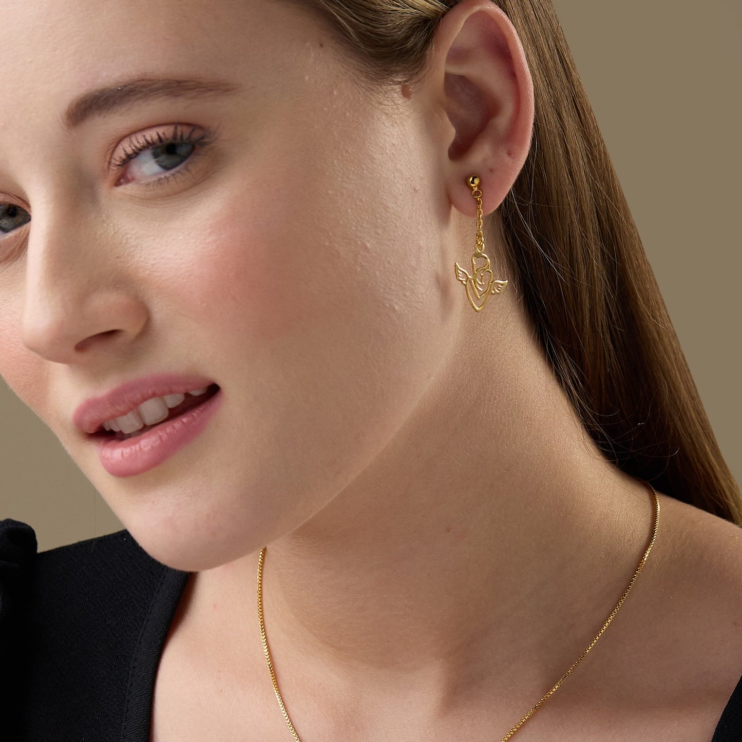 MAIRA Mother Child Fairy 18 K Gold Plated 925 Sterling Silver Earrings Set for Women