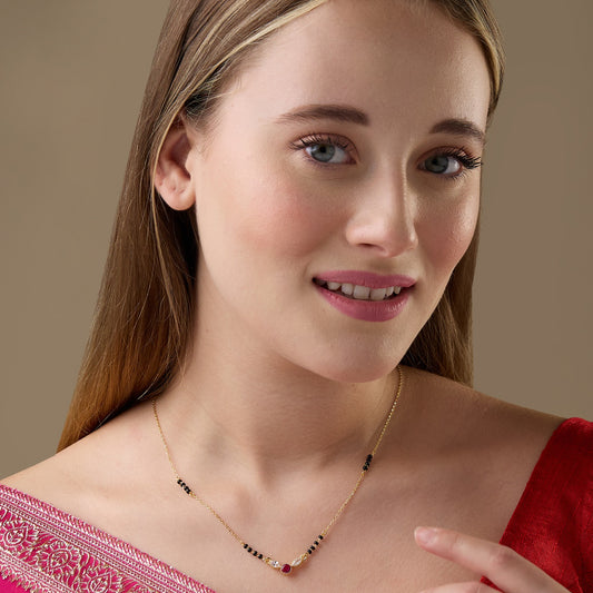 Maira sterling Silver Rose Leaf Mangalsutra