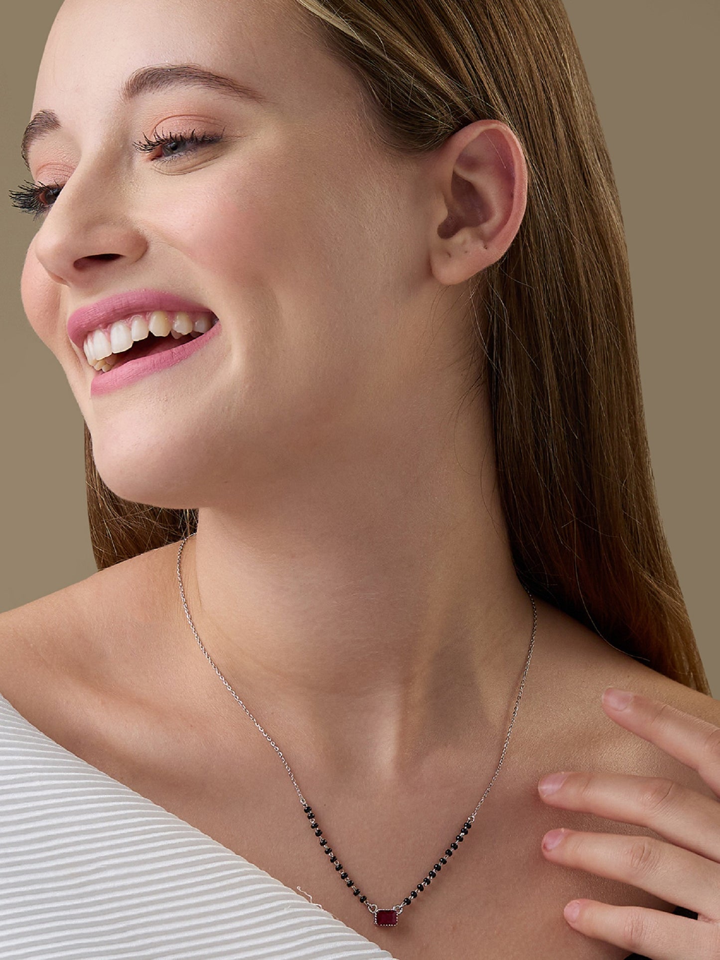 MAIRA Traditional Simple 18 inch Dailywear Mangalsutra in 925 Sterling Silver Jewellery