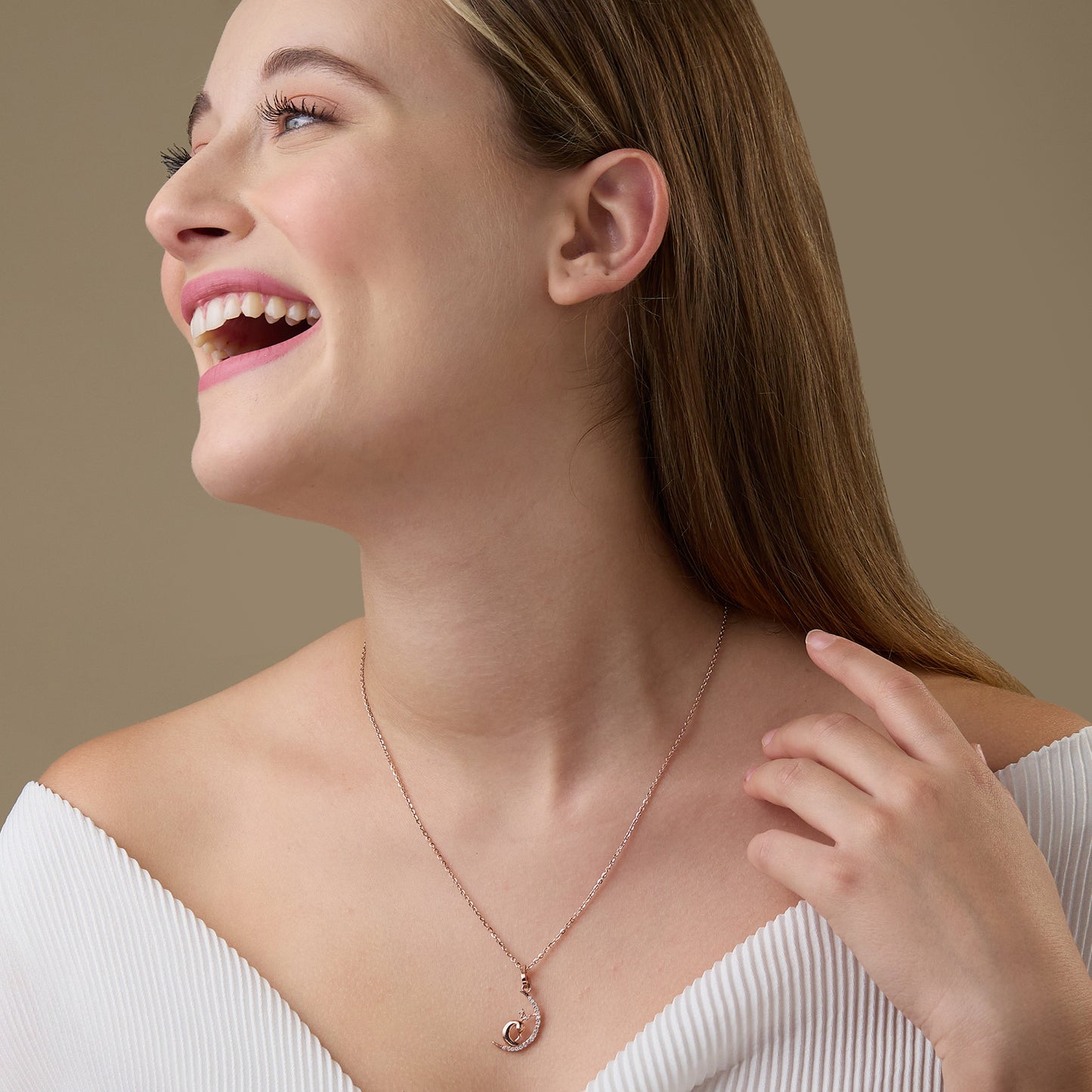 MAIRA 925 Sterling Silver Rose Gold Valentine Necklace With Earrings for Girls / Women