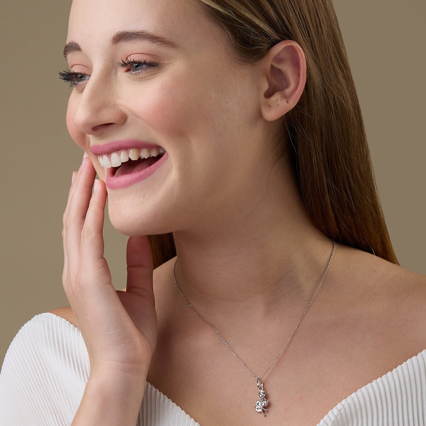 MAIRA 925 Sterling Silver Rose Valentine Gift Pendant Chain Necklace for Women / Girls