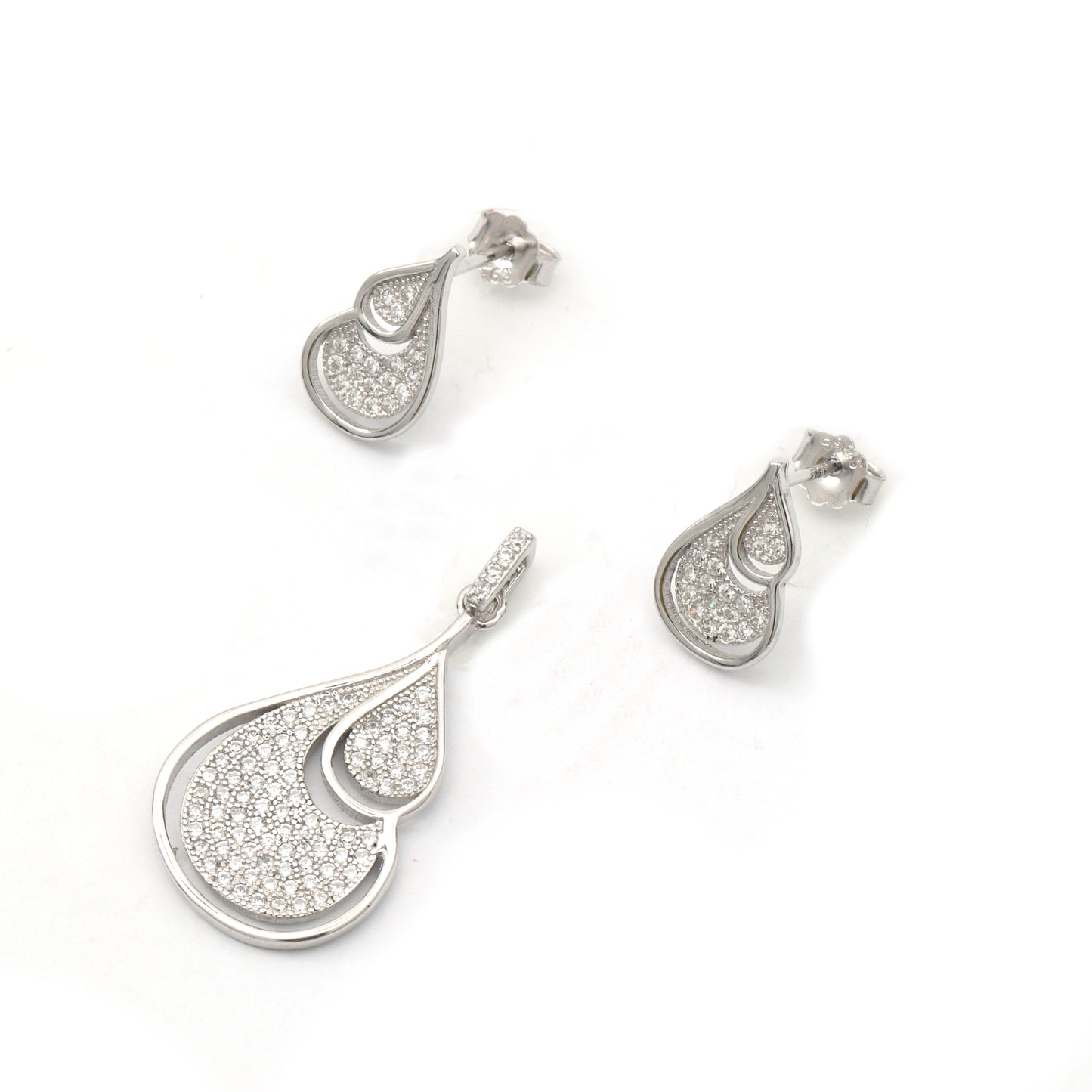 MAIRA 925 Sterling Silver Valentine Pendant with Earrings Set for Girls / Women