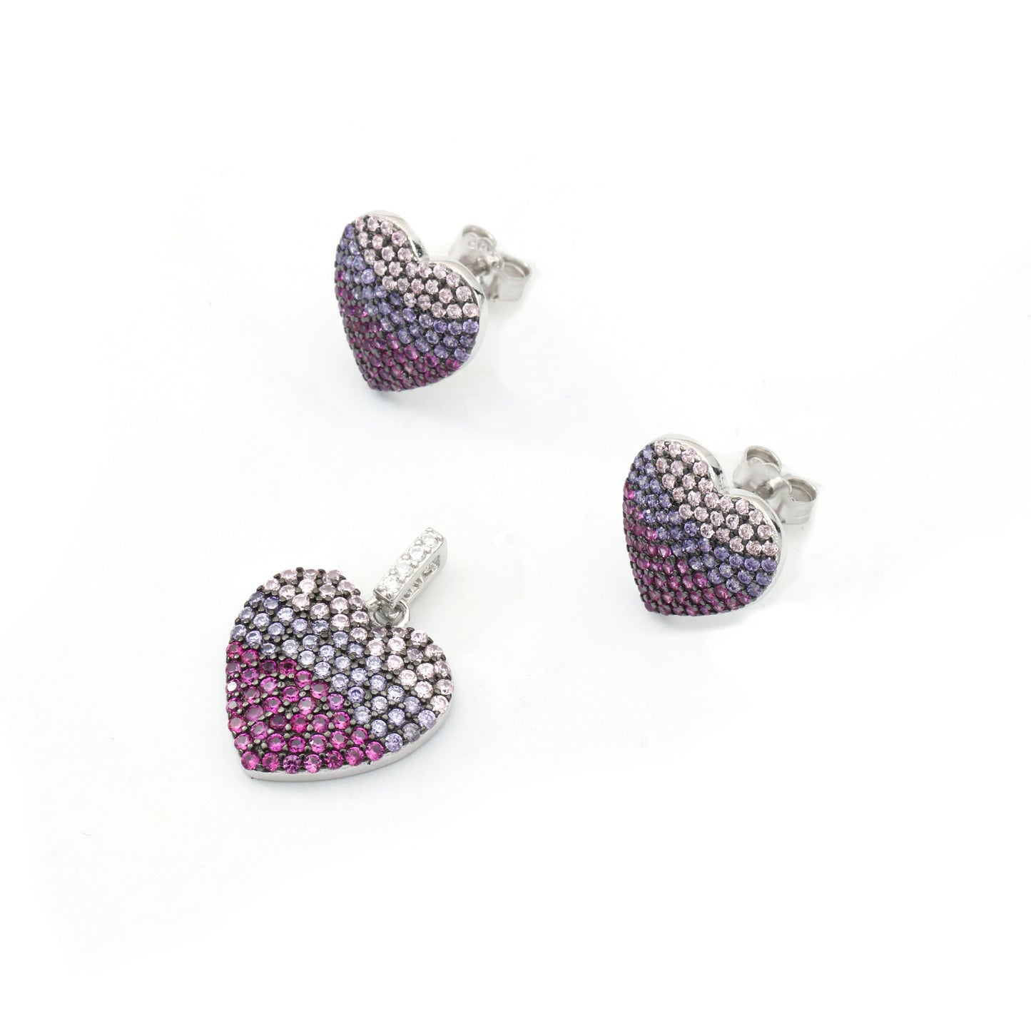 MAIRA 925 Sterling Silver With Multicolour Pendant with Earrings Set for Girls / Women