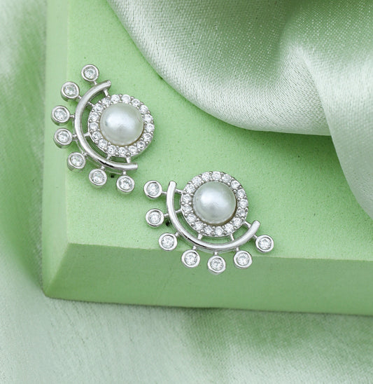 MAIRA Pearl & Swiss Zirconia Exquisite Partywear Earrings Set for Women/ Valentine gift for Girls
