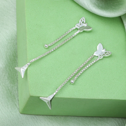 MAIRA Butterfly & Chain Drop Long 925 Sterling Silver Earrings for Women
