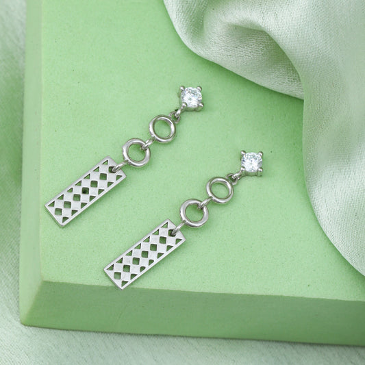 MAIRA Rectangle Drop Dailywear 925 Sterling Silver Earrings / Gift for Girls & Women