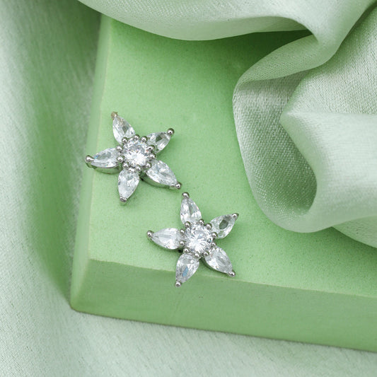 MAIRA Marquise Swiss Zirconia Floral 92.5 Sterling Silver Valentine Earrings Set for Women / Girls