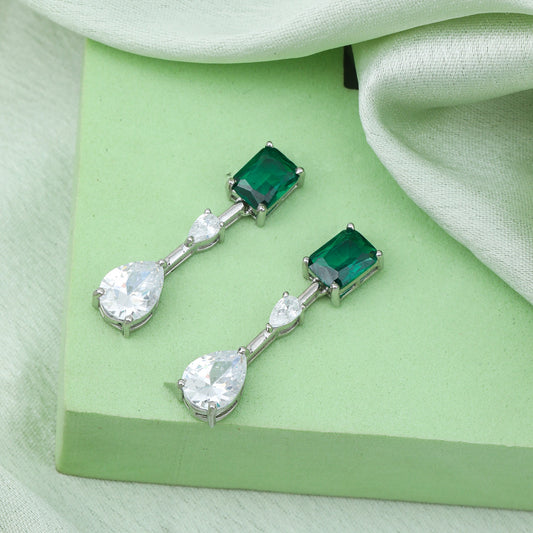 MAIRA Emerald Drop 925 Sterling Silver Workwear Earrings Set for Women