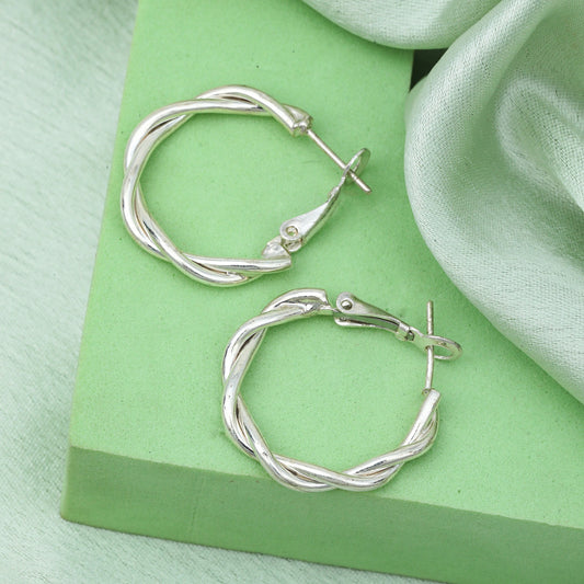 MAIRA Twisted Hoop Antique 925 Sterling Silver Earrings Set for Girls / Women
