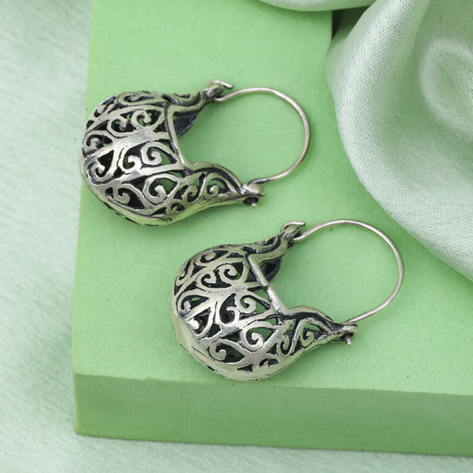 925 Sterling Silver Antique Hanging Earrings for Women & Girls | Premium Rhodium-Plated | Anti-Tarnish | Lightweight & Stylish | Gift For Women & Girls