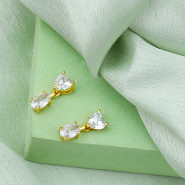 MAIRA 925 Sterling Silver 18 K Gold Plated Swiss Zirconia Earrings for Girls / Women