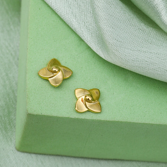 MAIRA 925 Sterling Silver 18K Gold Plated Studs Earrings for Women / Girls