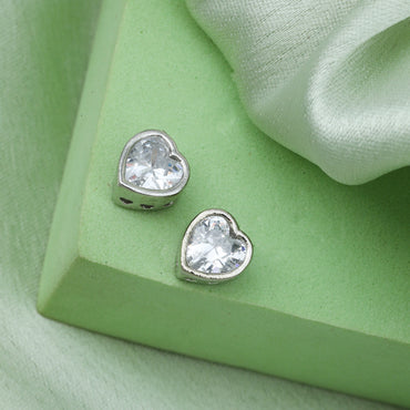 MAIRA Single Stone Heart Stud 925 Sterling Silver Earrings Set for Girls