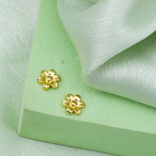 MAIRA 925 Sterling Silver 18K Gold Plated Floral Studs Earrings for Women / Valentine Gift for Girls