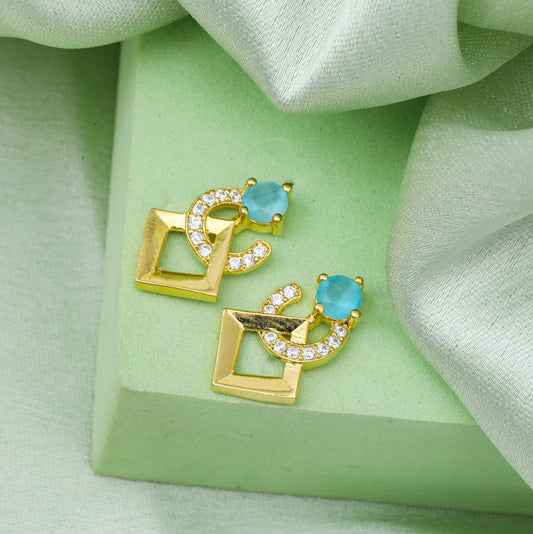 MAIRA 925 Sterling Silver 18 K Gold Plated Swiss Zirconia Valentine Gift Earrings for Girls/Women