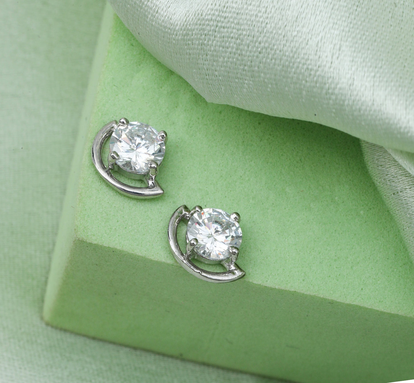 MAIRA Single Stone Stud 92.5 Sterling Silver Earrings Set for Women