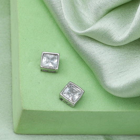 MAIRA Single Stone Square Stud 925 Sterling Silver Earrings Set Gifts for Girls
