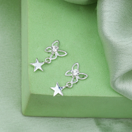 MAIRA Butterfly with Star Drop 925 Sterling Silver Earrings for Women