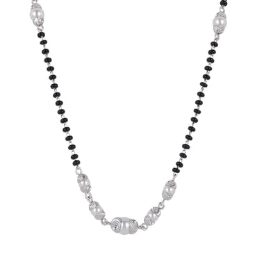MAIRA 925 Sterling Silver Pearl Black Mani 18-Inch Mangalsutra Jewelry for Women |Hypoallergenic | Gift For Wife