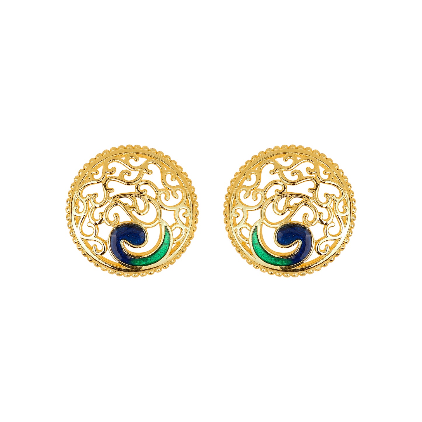 MAIRA 925 Sterling Silver 18K Gold Plated Peacock Earrings For Women/ Girls