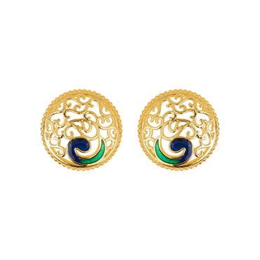 MAIRA 925 Sterling Silver 18K Gold Plated Peacock Earrings For Women/ Girls