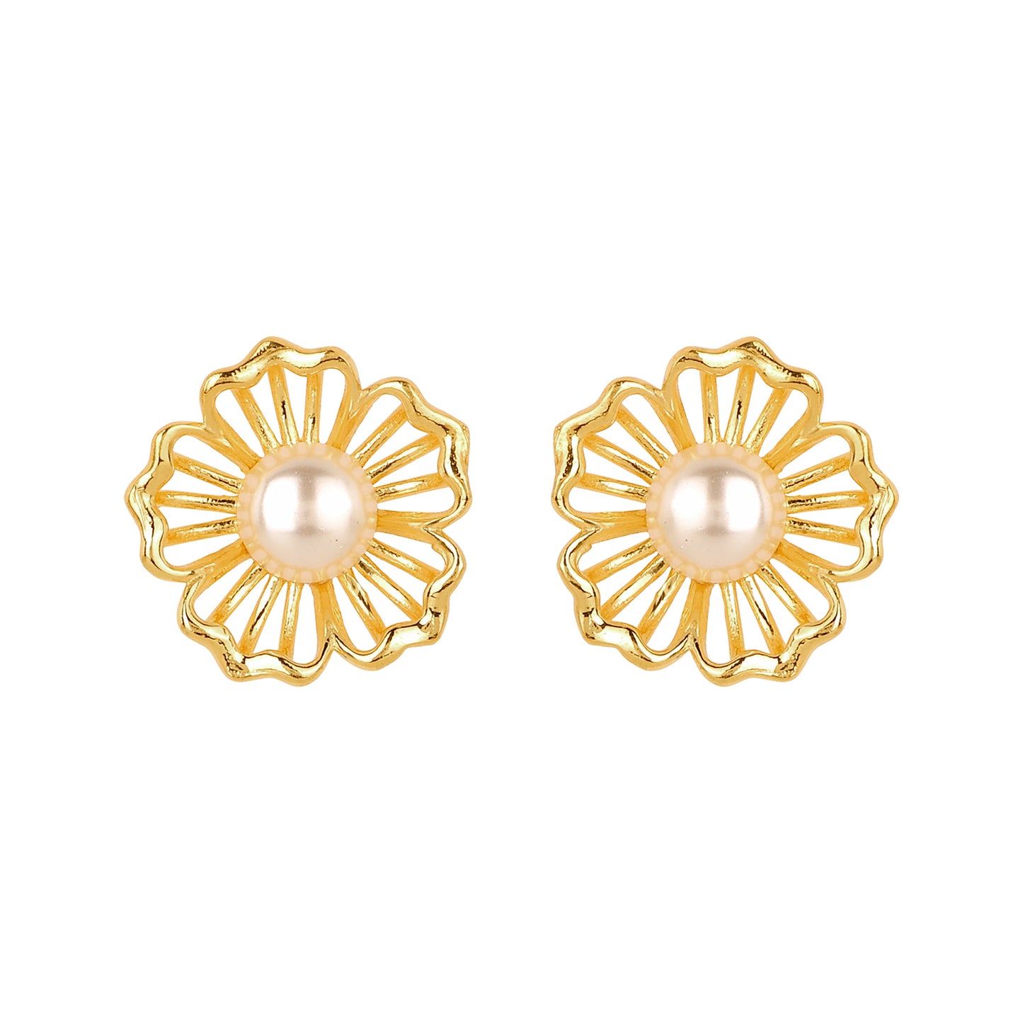 MAIRA 925 Sterling Silver Floral Gold Plated Pearl Earrings For women/ Girls