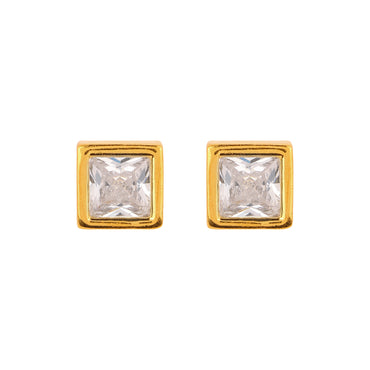 Maira Sterling Silver Classic Bezel Solitaire Earrings