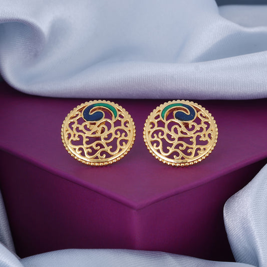 MAIRA 925 Sterling Silver 18K Gold Plated Peacock Earrings For Women/ Girls