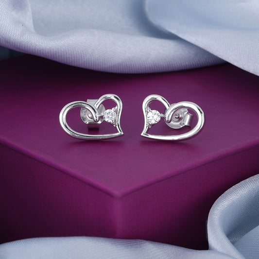 MAIRA 925 Sterling Silver Zircon Stud Earrings For Women & Girls