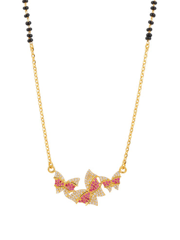 MAIRA 925 Sterling Pure Silver Butterfly Design Black Beads Mangalsutra For Women | Hypoallergenic | 6 Months Warranty | Gift For Wife, Women's Day, Anniversary, Karwa Chauth