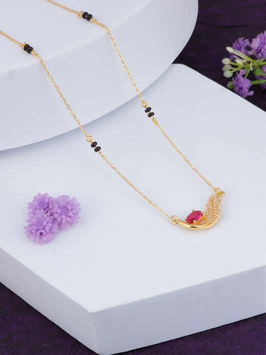 MAIRA 925 Sterling Pure Silver Latest 18K Micron Gold Plated Design Black Beaded Mangalsutra For Women | Hypoallergenic | Gift For Women's Day, Valentine Day, Anniversary, Karwa Chauth