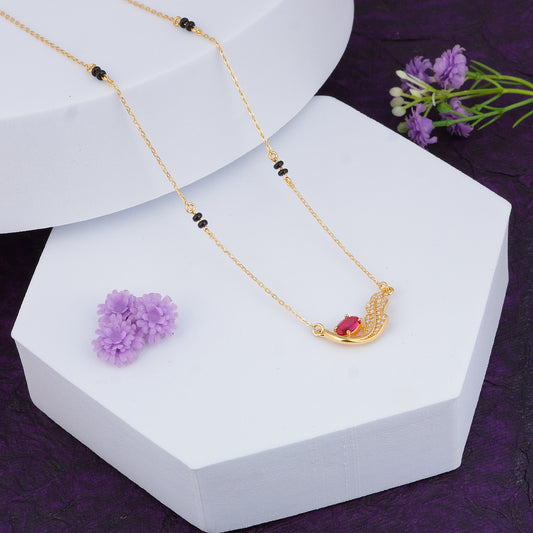 Maira Sterling Silver Rubina Curve Mangalsutra