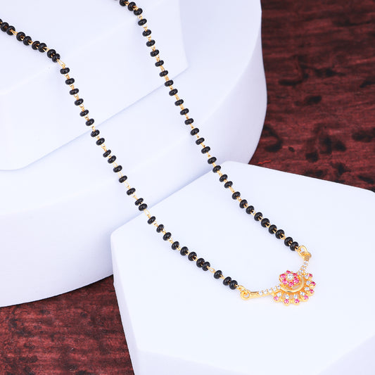 MAIRA 925 Sterling Pure Silver Latest 18K Gold Plated Design Black Beaded Mangalsutra For Women | Hypoallergenic | Gift For Women