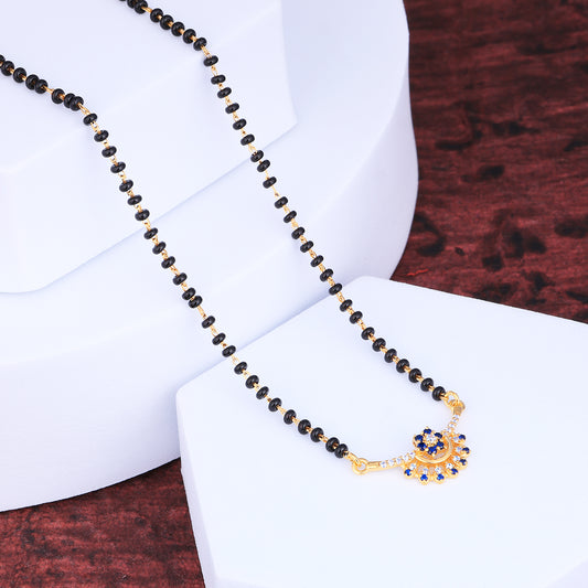 MAIRA 925 Sterling Latest 18K Gold Plated Design Black Beaded Mangalsutra For Women | Hypoallergenic | Gift For Wife |Women's Day, Anniversary, Karwa chauth