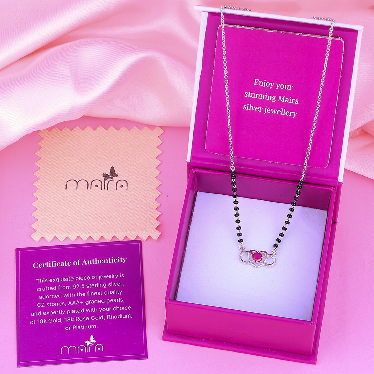 Maira Sterling Silver Crimson Knot Mangalsutra