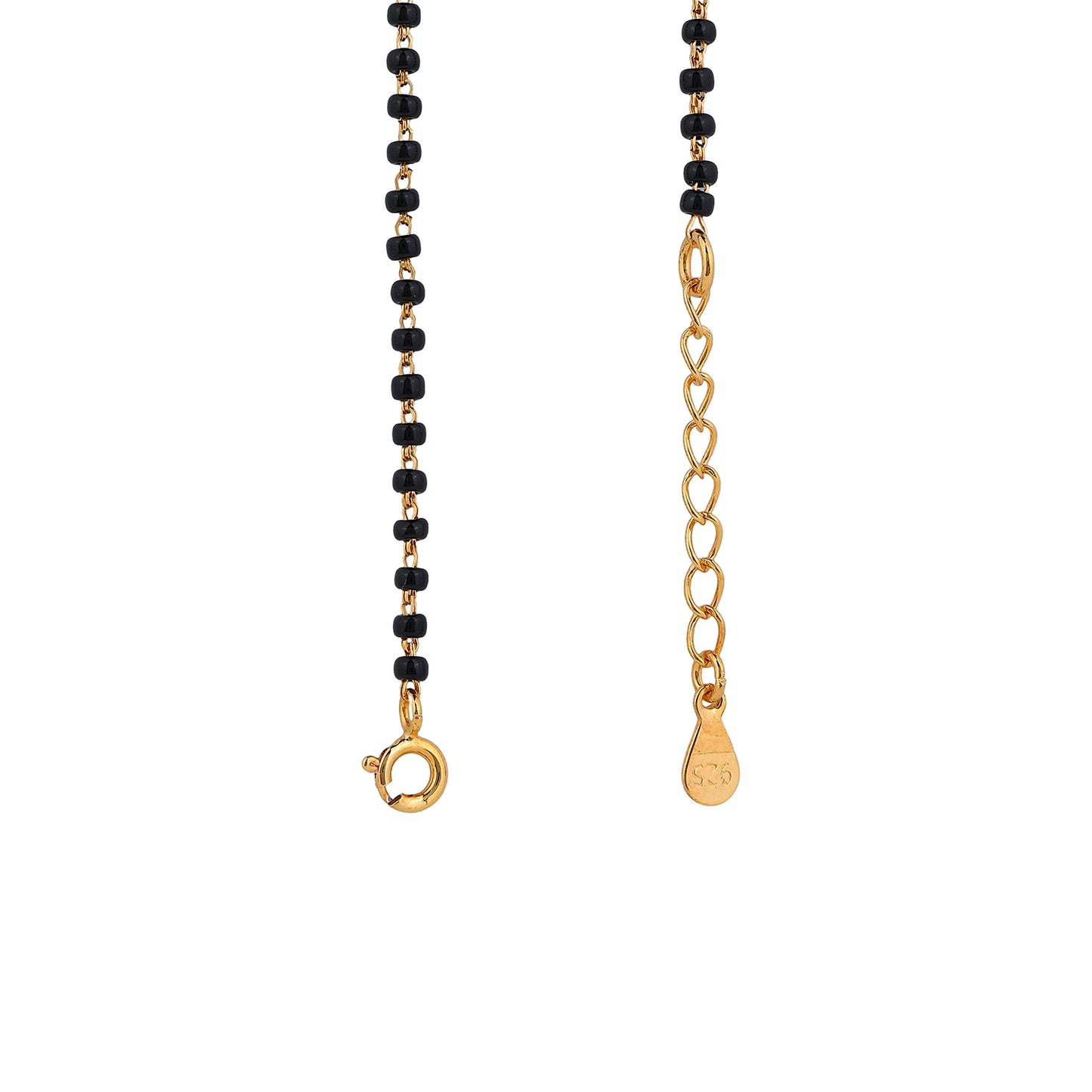 MAIRA 1gm Micron 18K Micron Gold Plated Peacock Design 18Inch Black Beads Kala Mani Mangalsutra For Women | Hypoallergenic | Tanmaniya | Chandi Necklace Jewellery | Pure Silver Gift for Wife