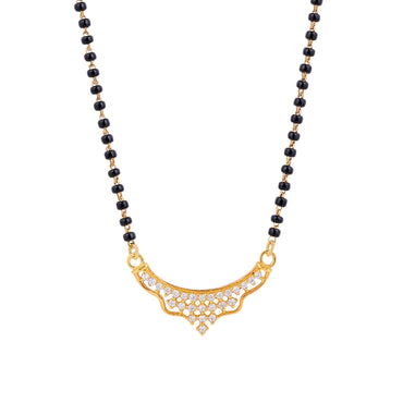 MAIRA 925 Sterling Silver 18K Micron Gold-Plated CZ studded Black Beads Mangalsutra For Women | Hypoallergenic | Pure Silver Gift For Wife