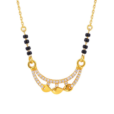 MAIRA 1gm Micron 18K Gold Plated Hypoallergenic Black Beads Kala Mani 925 Sterling Silver Mangalsutra | Tanmaniya |Karthamani Pathak Chandi Necklace Jewellery | Pure Silver Gift for Women