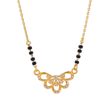 MAIRA 1gm Micron 18K Gold Plated Hypoallergenic Black Beads Kala Mani 925 Sterling Silver Mangalsutra | Tanmaniya | Chandi Necklace Jewellery | Pure Silver Gift for Women