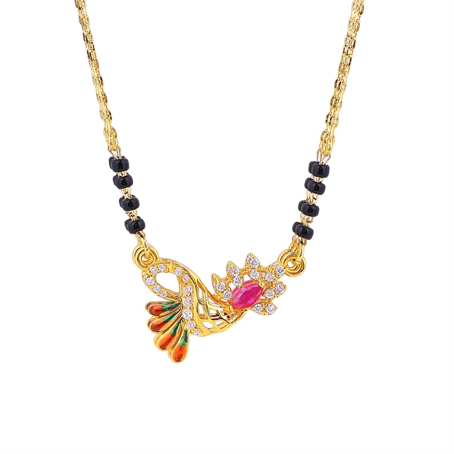 MAIRA 1gm Micron 18K Gold Plated Hypoallergenic Black Beads Kala Mani 925 Sterling Silver Mangalsutra | Tanmaniya | Karthamani Pathak | Chandi Necklace Jewellery | Pure Silver Gift for Women | 6 Months Warranty
