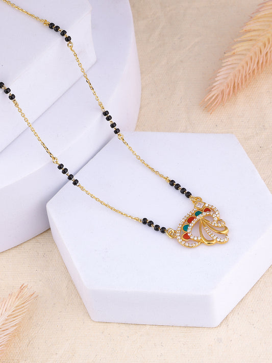 MAIRA 1gm Micron 18K Gold Plated Red and Green Mushroom design Hypoallergenic Black Beads Kala Mani 925 Sterling Silver Mangalsutra | Tanmaniya | Karthamani Pathak | Chandi Necklace Jewellery | Pure Silver Gift for Women