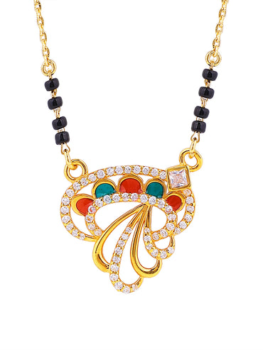 MAIRA 1gm Micron 18K Gold Plated Red and Green Mushroom design Hypoallergenic Black Beads Kala Mani 925 Sterling Silver Mangalsutra | Tanmaniya | Karthamani Pathak | Chandi Necklace Jewellery | Pure Silver Gift for Women