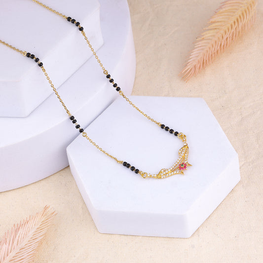 MAIRA 1gm Micron 18K Gold Plated Hypoallergenic Black Beads Kala Mani 925 Sterling Silver Mangalsutra | Tanmaniya | Karthamani Pathak | Chandi Necklace Jewellery | Pure Silver Gift for Women