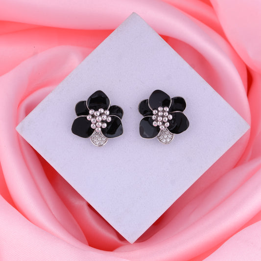 MAIRA Floral 925 Sterling Silver Earrings with Enamel & AAA grade stones for Girls / Women