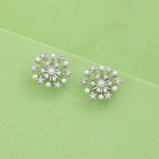 MAIRA Shooting Star Pearl & Swiss Zirconia 925 Sterling Silver Earrings for Women / Girls