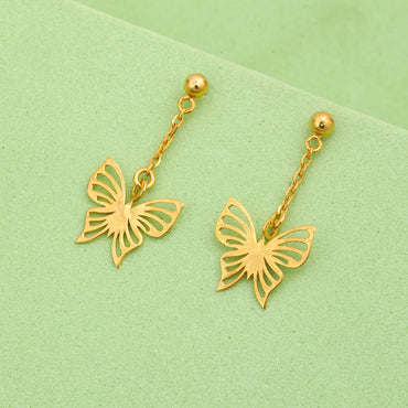 MAIRA 925 Sterling Silver Butterfly 18K Gold Plated Dailywear Hoop Earrings for Women / Valentine Gift