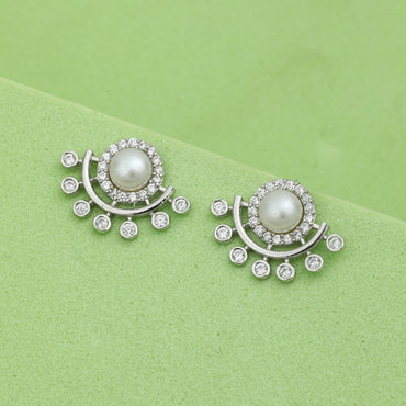 MAIRA Pearl & Swiss Zirconia Exquisite Partywear Earrings Set for Women/ Valentine gift for Girls
