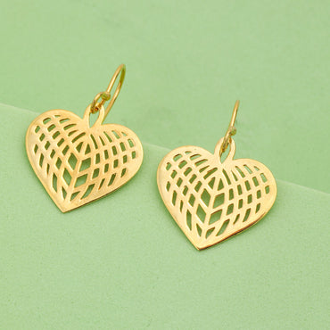 MAIRA Caged Heart Hoop 18k Gold Plated 925 Sterling Silver Valentine Gift Earrings Set for Women / Girls