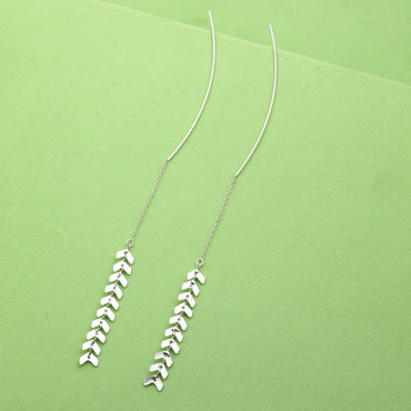 MAIRA Sui Dagha Long Petal Drop Stylish Chrams Sterling Silver Earrings Jewellery Valentine Gift for Working Women / Girls