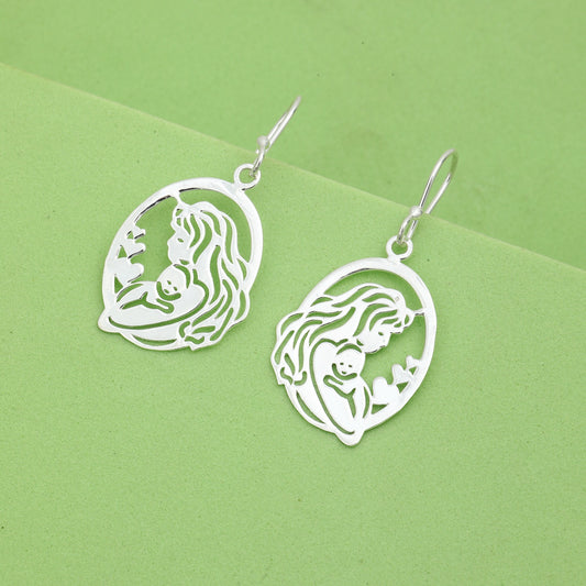 MAIRA 925 Sterling Silver MOM CHILD Earrings Set for WOmen